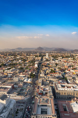 Panorama of Mexico city central part  from skyscraper Latino americano. View with buildings. Travel photo, background, wallpaper.