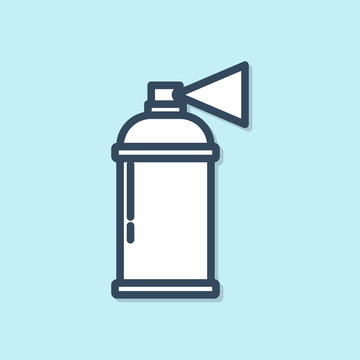 recommend clip art: Blue line Paint spray can icon isolated on blue background. Vector Illustration