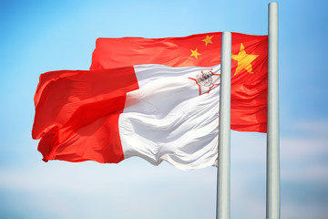 Naklejka na ściany i meble Flags of Malta and China