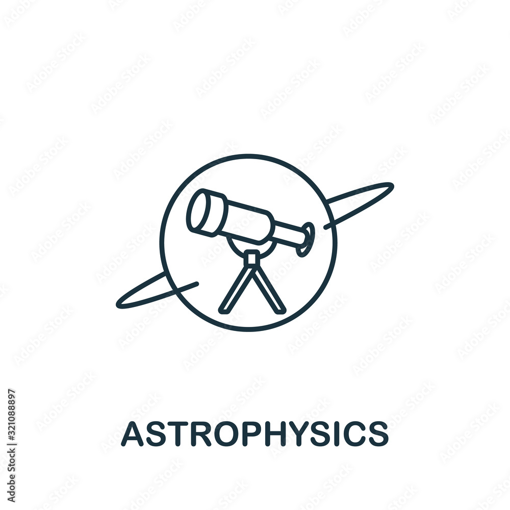 Poster astrophysics icon from science collection. simple line element astrophysics symbol for templates, we