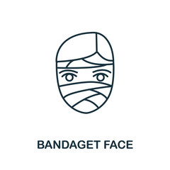 Bandaged Face icon from plastic surgery collection. Simple line element Bandaged Face symbol for templates, web design and infographics