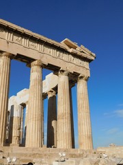 View of the Parthenon, the ancient temple of goddess Athena, in the morning light, in Athens, Greece