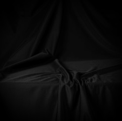 Black luxury fabric table top background and texture