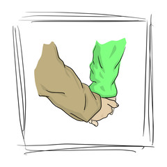 hand in hand of lover in frame vector illustration sketch doodle hand drawn isolated on white background