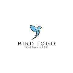 hummingbird/colibri bird logo outline monoline vector icon illustration download