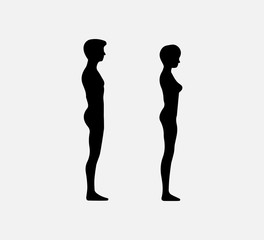 Woman and man silhouette. Vector illustration. Flat.