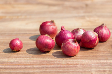 onions on the wooden background