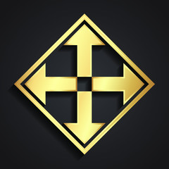 arrow square 3d golden logo