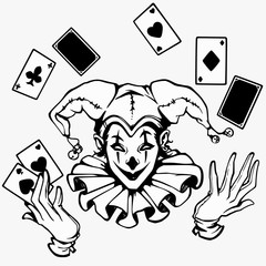 joker with a deck of cards - obrazy, fototapety, plakaty