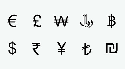 Currency, icon set. Vector illustration, flat design.