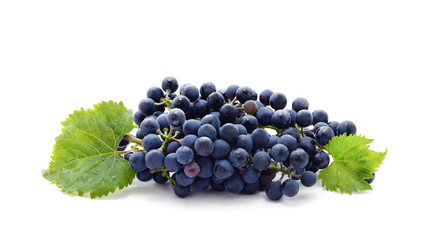 Green grapes with leaves.