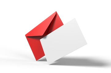 Blank postcard, flyer and pamphlet with envelope for mock up, 3d render illustration.