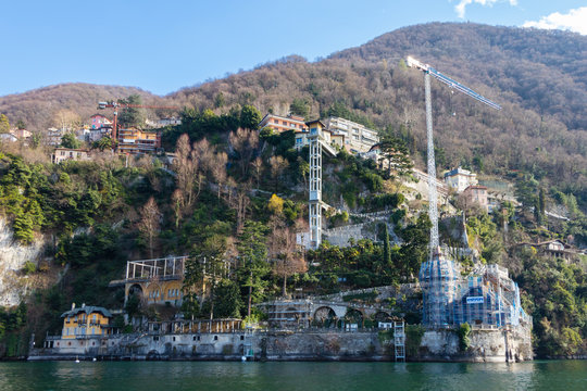 Blevio, Italy - March 10, 2019: The small town of Blevio at lake Como in Italy