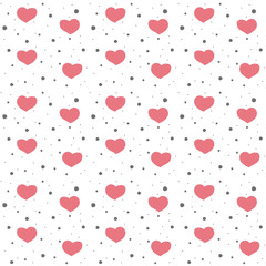 Fototapeta na wymiar Seamless pattern with hearts and dots.