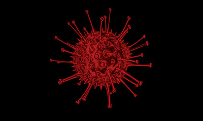 Covid-19. Abstract bacteria or virus cell in spherical shape with long antennas. Corona virus from  Wohun , China crisis concept. Pandemic or virus infection concept - 3D Rendering.