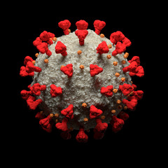 Detailed macro 3d render of nCov cell. Virus concept. Coronavirus visualisation.