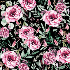 seamless background with pink roses