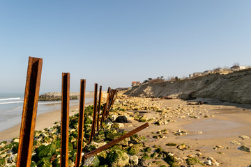 coastal erosion in the medoc in France after winter storm