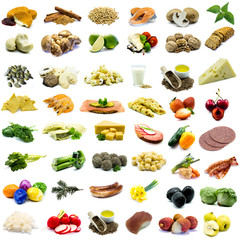 set of fruits and vegetables white background