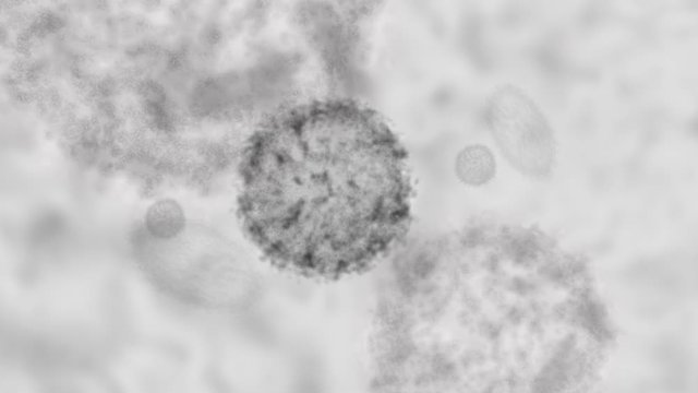 Advance head up display of electron microscope scanning airborne virus outbreak showing the anatomy of the virus in close up details