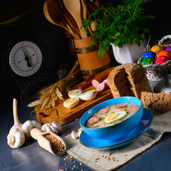 Easter in Polish: sour flour soup for Easter breakfast (Żurek)