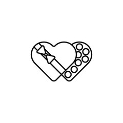 chocolate, love, romantic, mothers day line icon on white background