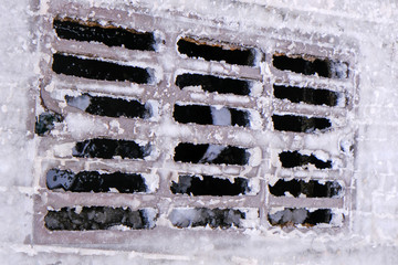 Metal grills city storm sewers