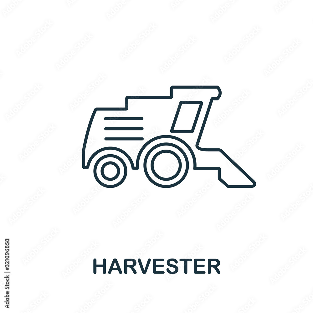 Aufkleber harvester icon. thin line style element from farm icons collection. outline harvester icon for compu