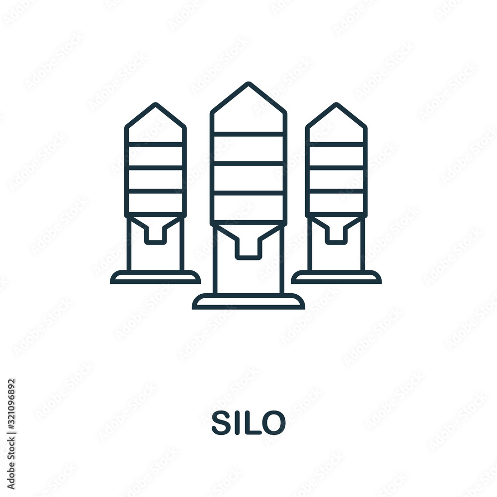 Poster silo icon. thin line style element from farm icons collection. outline silo icon for computer and mo
