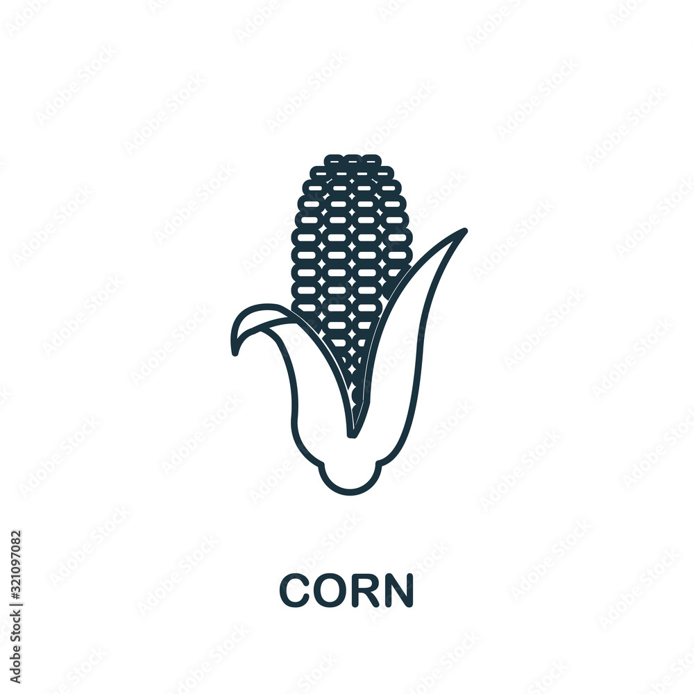 Poster corn icon. thin line style element from farm icons collection. outline corn icon for computer and mo