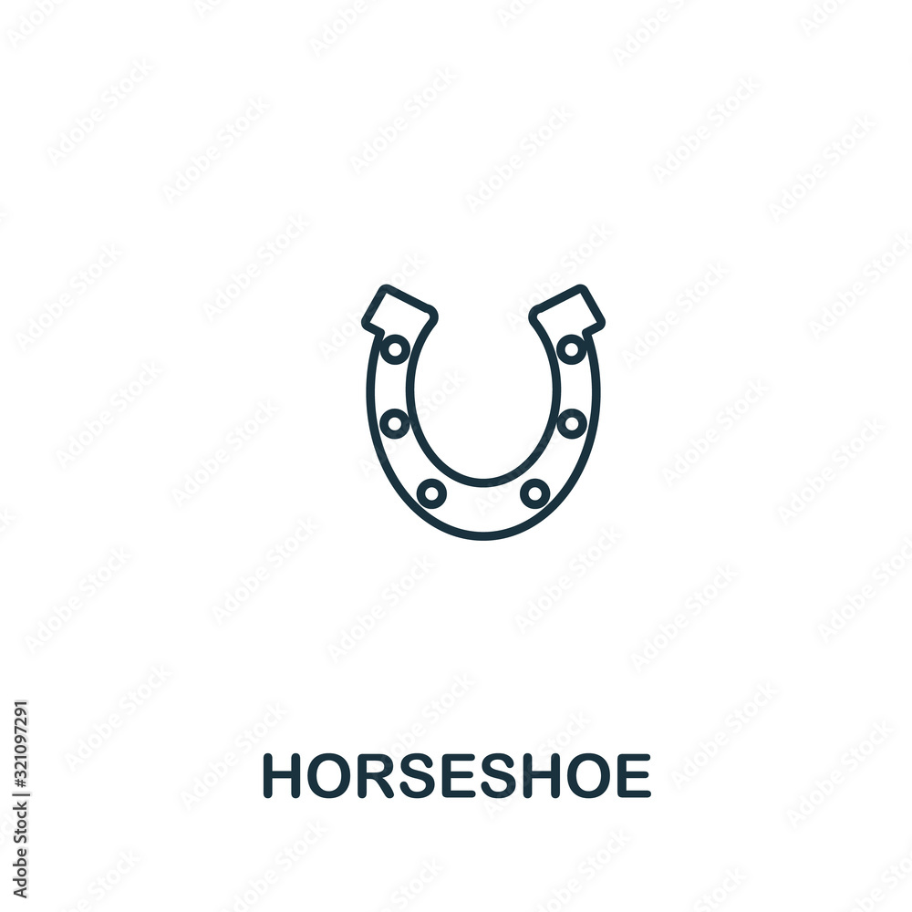 Aufkleber horseshoe icon. thin line style element from farm icons collection. outline horseshoe icon for compu