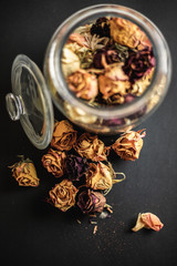 Dry rose flowers