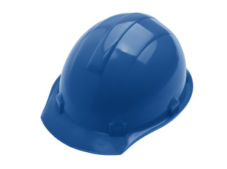 Plastic blue safety helmet over white background. Trendy color concept year, classic blue background.