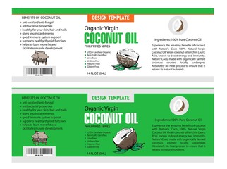 Vector tropical food illustration. Coconut oil design template. Botanical fruit. Banner, ads or flyer template.	