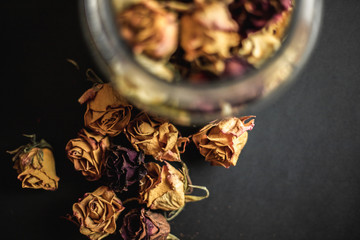 Dry rose flowers