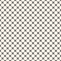 Circular mesh texture. Vector seamless pattern with small circles and squares, delicate perforated surface. Simple abstract monochrome geometric background, repeat tiles. Design for decor, fabric