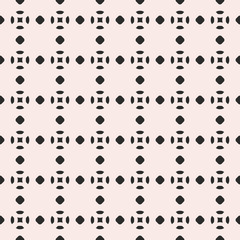 Fototapeta na wymiar Vector seamless pattern, smooth geometric figures, circles, squares, buttons. Simple minimalist abstract background, monochrome texture, repeat tiles. Design for covers, fabric, furniture, prints, web