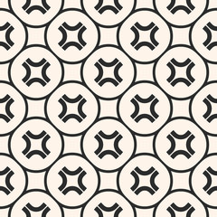 Simple vector seamless pattern with curved crosses in circular lattice. Funky style background, hipster fashion element. Abstract monochrome geometric texture. Repeat design for prints, textile, cloth