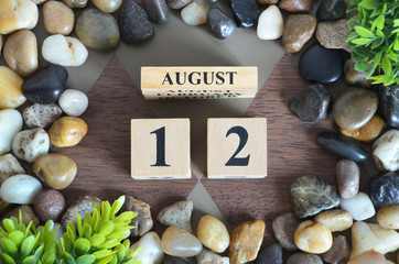 August 12, Number cube design in natural concept.