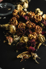 Dry rose flowers