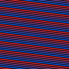 Vector seamless pattern with thin diagonal lines, slanted stripes. Retro 1980-1990's fashion style background. Trendy colorful striped texture. Abstract geometric design. Neon red and blue gradient