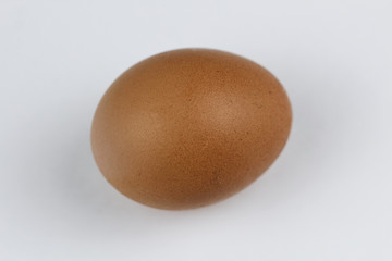 Brown egg on white background