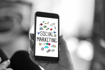Fototapeta na wymiar Social marketing concept on a smartphone