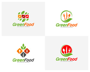 Set of Healthy Food logo design vector. Nature Food logo template. Restaurant, food court, cafe logo concept. Icon symbol. Illustration