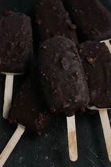 Delicious ice cream with nuts and chocolate