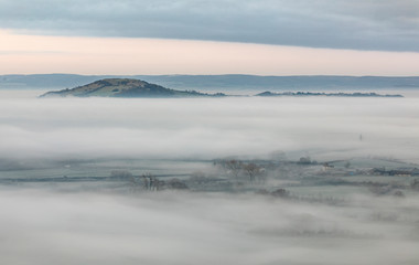Brent Knoll in the early morning mist