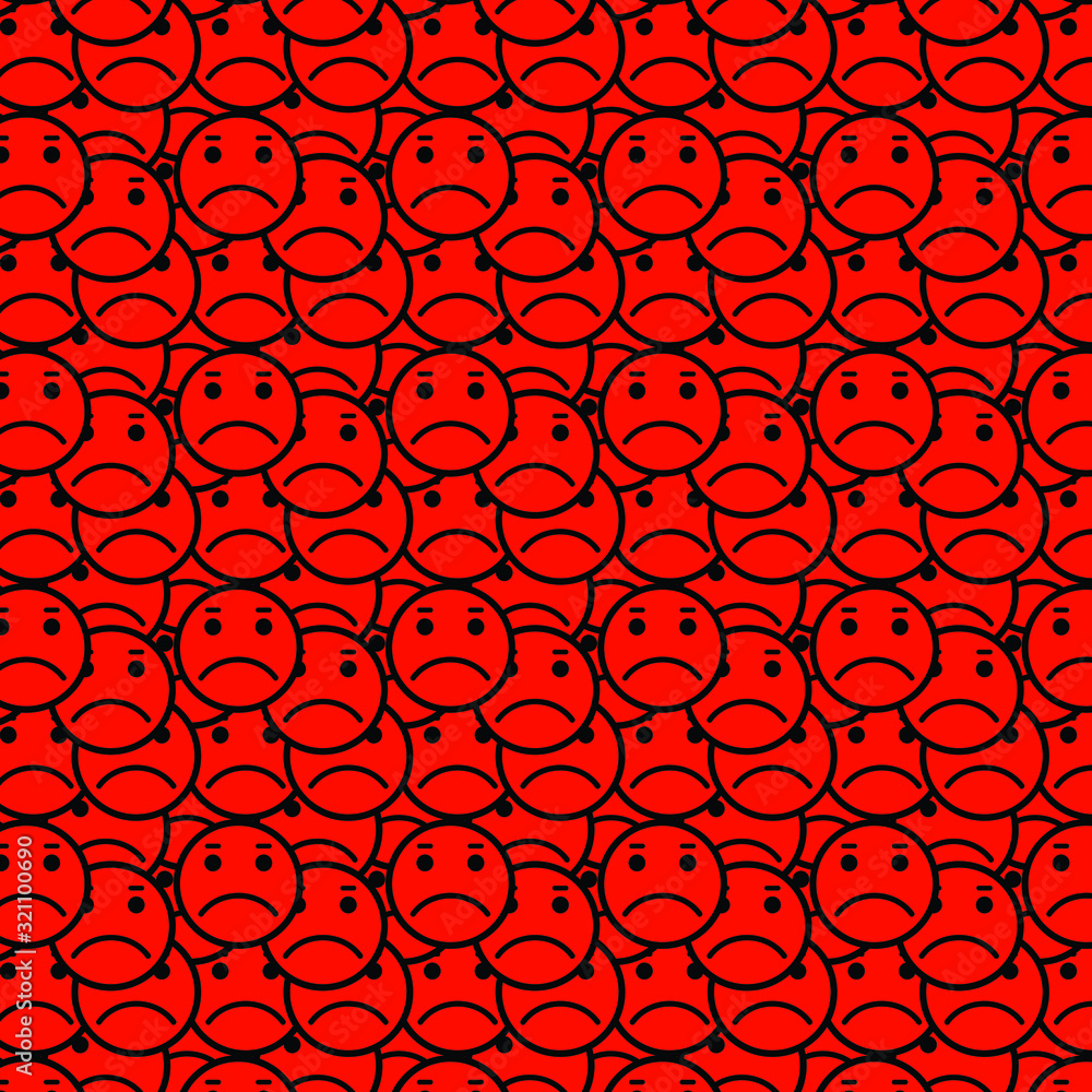 Poster smile background. seamless pattern of angry face icon . smiling emoticon texture.