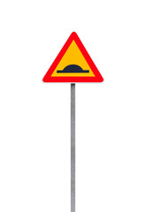 Speed Hump, triangle traffic sign on a metal pole