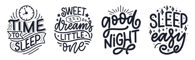 Lettering Slogan about sleep and good night. Vector illustration design for graphic, prints, poster, card, sticker and other creative uses