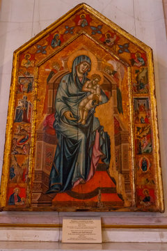 Icon ''Madonna and Child on the Throne'' in State Hermitage Museum in Saint Petersburg, Russia